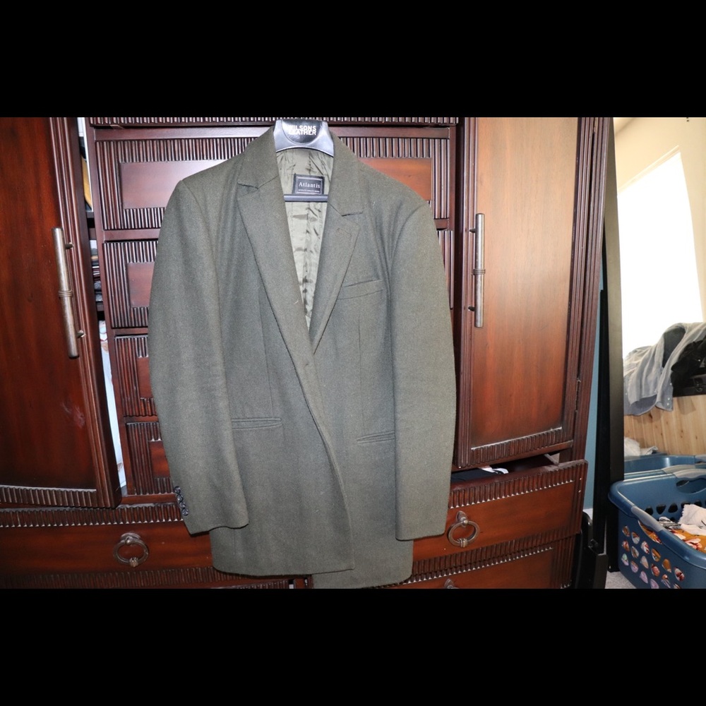 Green pea coat slim fit